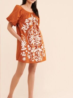 Free People Fiona Embroidered Mini Dress size XS